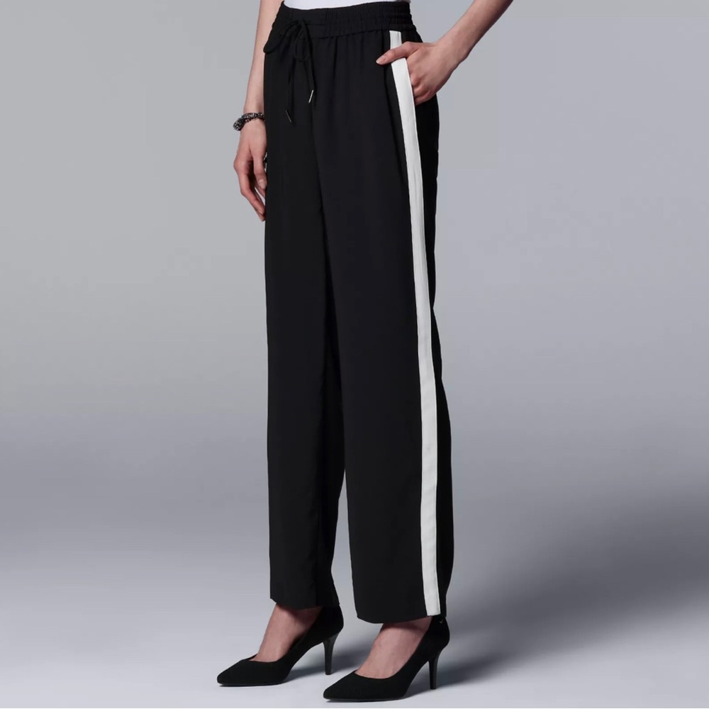 Vera Wang sporty wide leg pants-drawstring-size XS